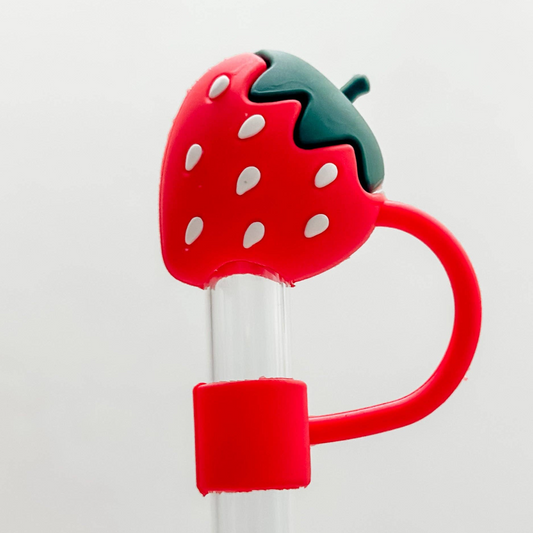 Red Strawberry Straw Topper